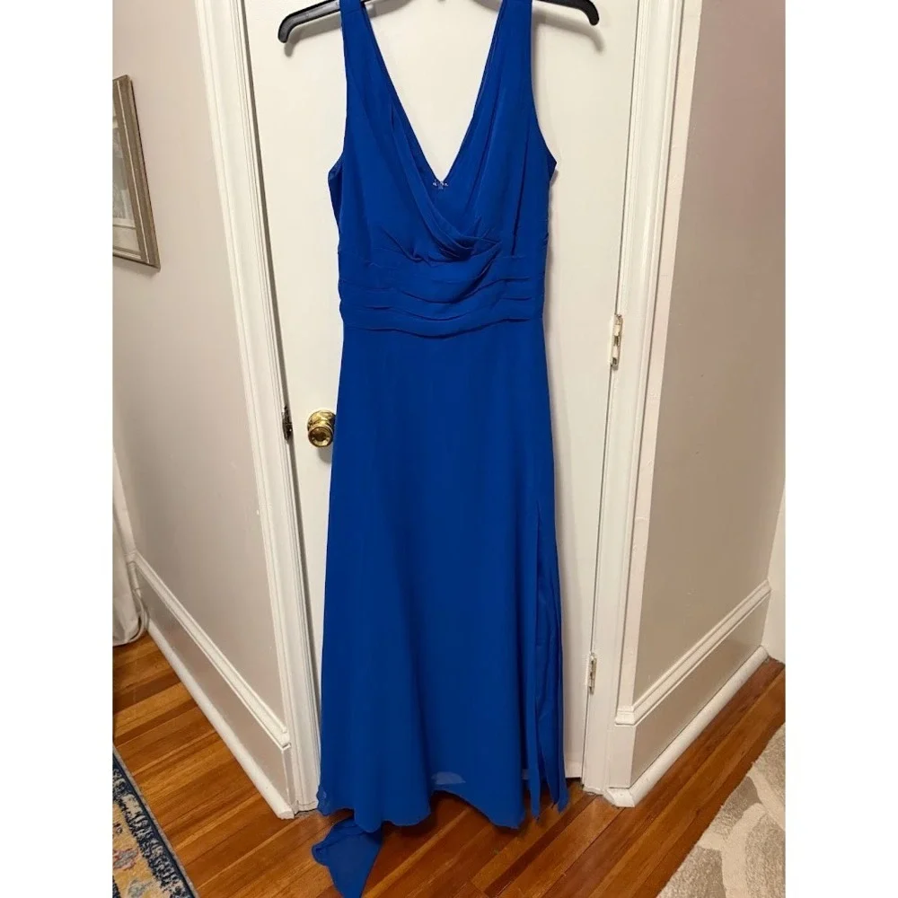 David's Bridal | Dresses | Davids Bridal Blue Open Back V Maxi Bridesmaid Guest Dress 6 Sleeveless Bow